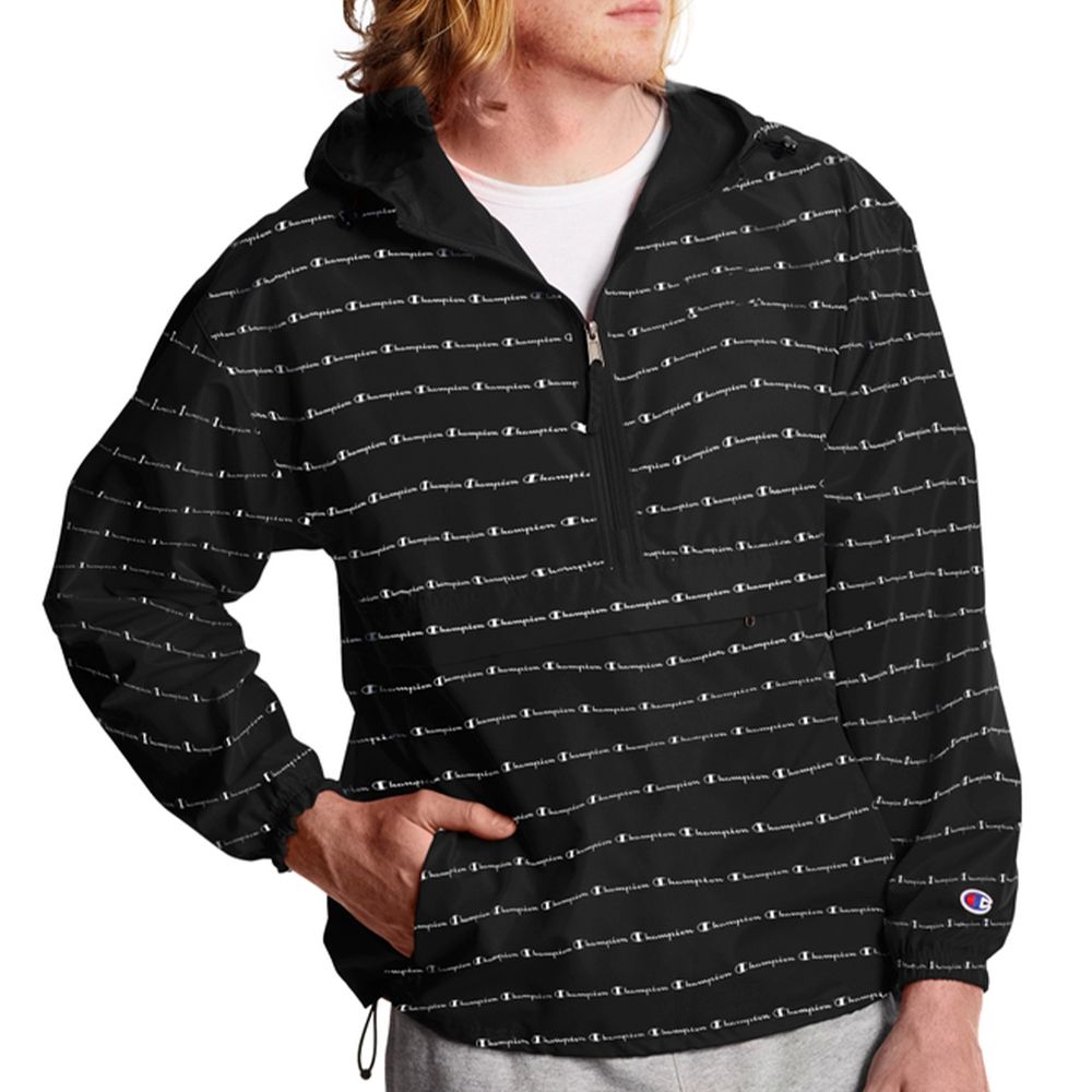 Buzos Champion | Buzo Champion Hombre Capucha Scripts Negro - Septimo